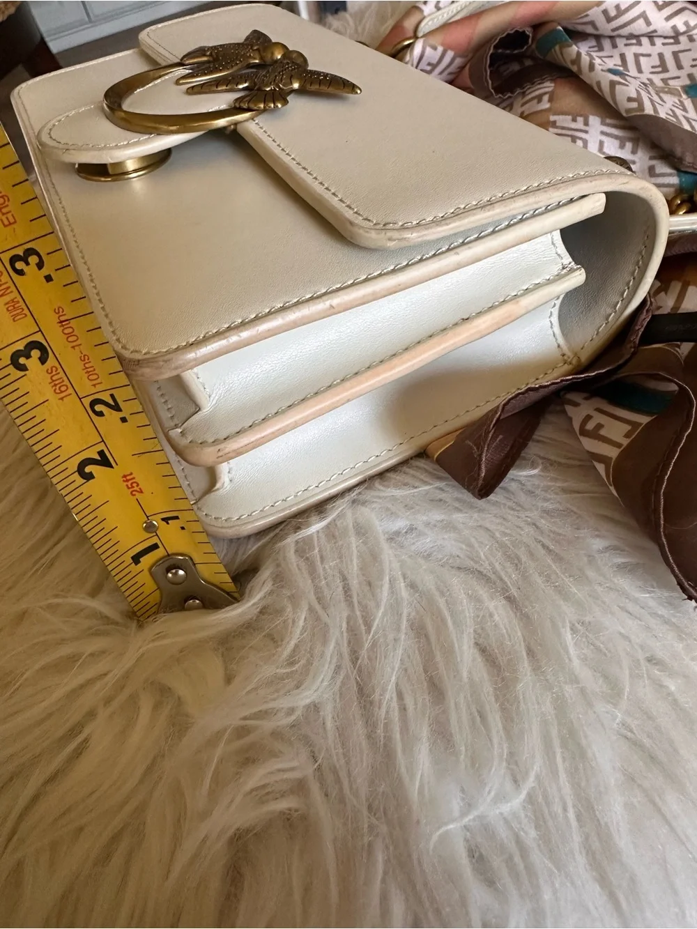 ✨Authentic Pinko Genuine Leather Crossbody in White & Gold, Stunning Condition✨